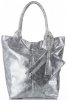 Kožené kabelka shopper bag Vittoria Gotti stříbrná V6141